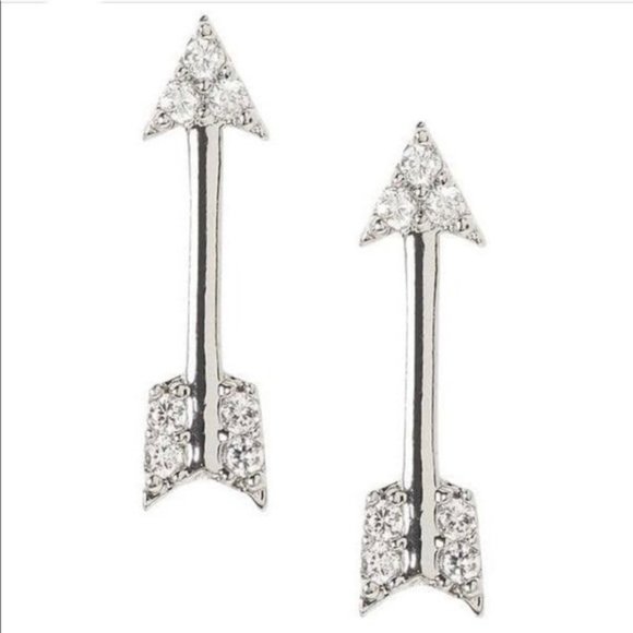 NWT Banana Republic Arrow Diamond Silver Earrings - Picture 1 of 4